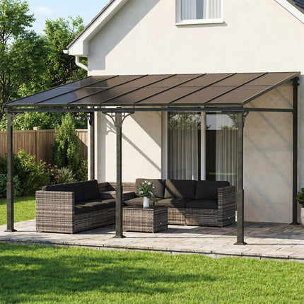 Pergola with Polycarbonate Roof, Metal Frame, 400x300 cm