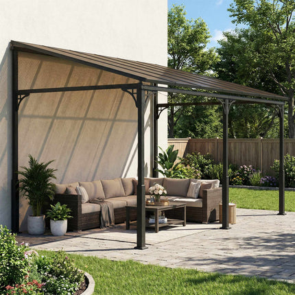 Pergola with Polycarbonate Roof, Metal Frame, 400x300 cm