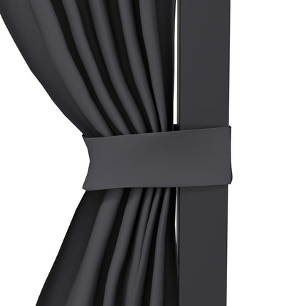 Pergola with Sliding Roof & Curtains, Dark Grey, 3.65x2.55m