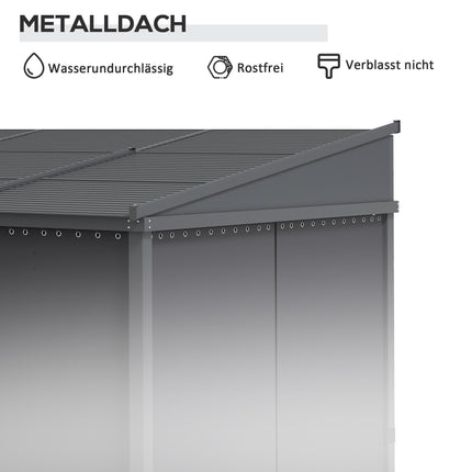 Pergola with Sliding Roof & Curtains, Dark Grey, 3.65x2.55m