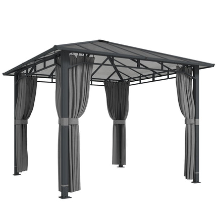 Permanent Hardtop Gazebo, 6mm PC Roof, Metal Frame, 302x302cm
