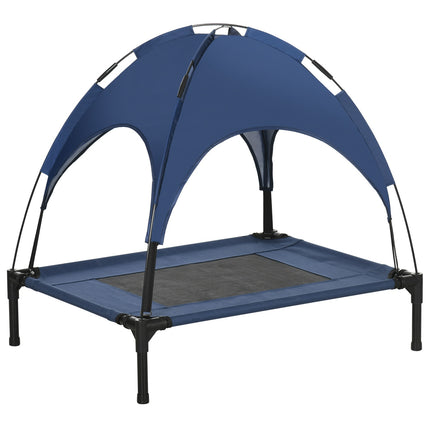 Raised outdoor dog bed with UV roof, Medium, Dark blue