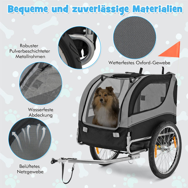 Pet Bike Trailer, Foldable, 40kg Capacity, Grey