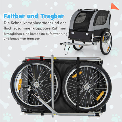 Pet Bike Trailer, Foldable, 40kg Capacity, Grey