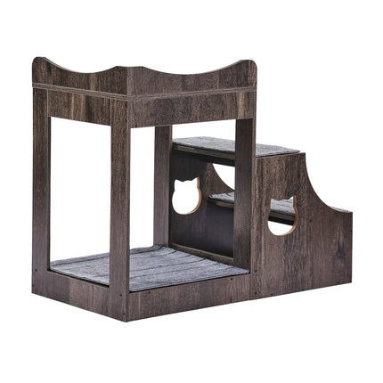 Pet Bunk Bed With Removable Stairs, Storage Drawer, Gray