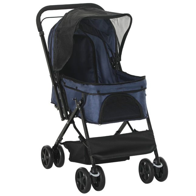 Pet stroller for small dogs & cats, Oxford Blue 76.5x52x95cm