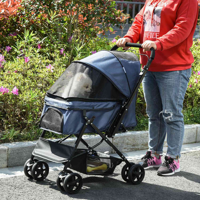 Pet stroller for small dogs & cats, Oxford Blue 76.5x52x95cm