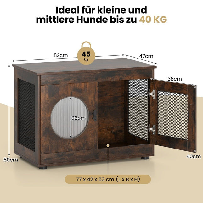 Pet Crate Furniture Style with Door & PC Window, 82x47x60 cm