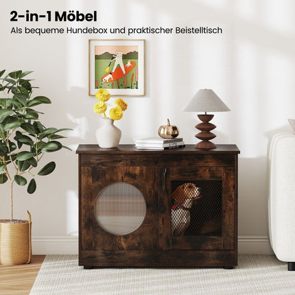 Pet Crate Furniture Style with Door & PC Window, 82x47x60 cm