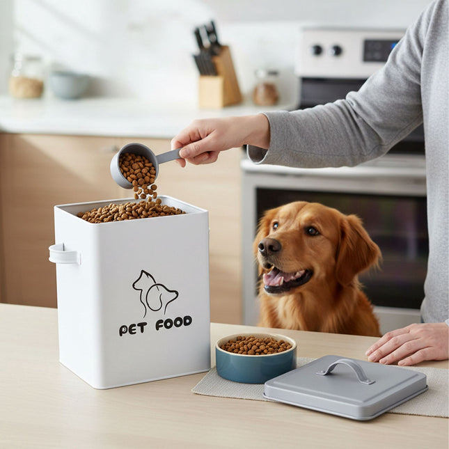 Pet Food Storage Box with Lid and Scoop
