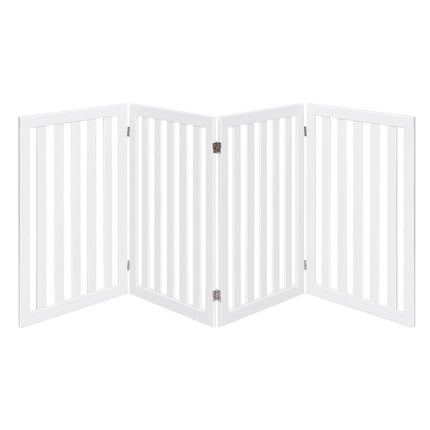 Pet Gate, 89cm High, 4 Panels, Foldable Wood, White