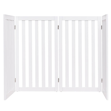 Pet Gate, 89cm High, 4 Panels, Foldable Wood, White