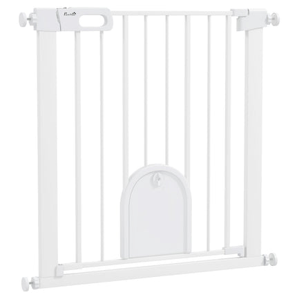 Pet Gate, Adjustable with Small Door, Metal & Plastic, White