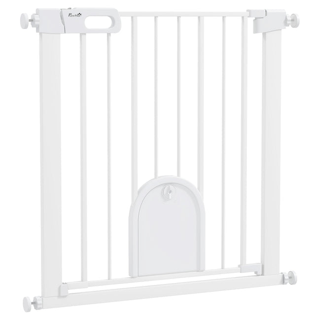 Pet Gate, Adjustable with Small Door, Metal & Plastic, White