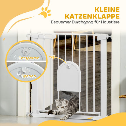 Pet Gate, Adjustable with Small Door, Metal & Plastic, White