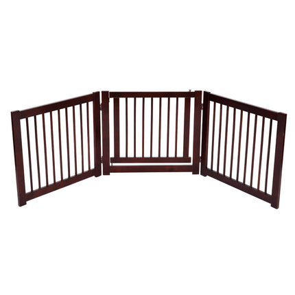 Pet Gate, Foldable Pine Wood, 206 x 61 cm, 3 Pieces