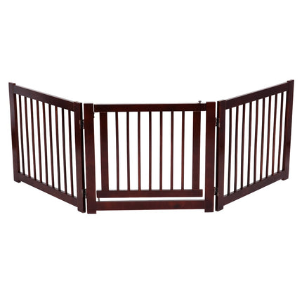 Pet Gate, Foldable Pine Wood, 206 x 61 cm, 3 Pieces