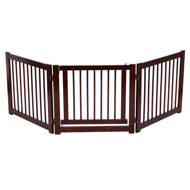 Pet Gate, Foldable Pine Wood, 206 x 61 cm, 3 Pieces