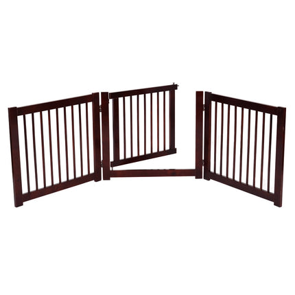 Pet Gate, Foldable Pine Wood, 206 x 61 cm, 3 Pieces