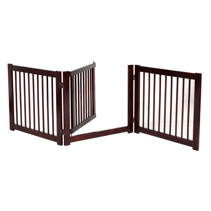 Pet Gate, Foldable Pine Wood, 206 x 61 cm, 3 Pieces