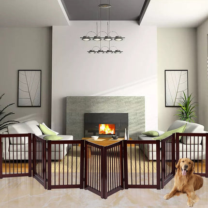 Pet Gate, Foldable Wood, 203 x 76 cm, 4 Pieces