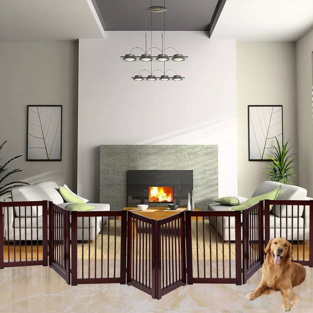 Pet Gate, Foldable Wood, 203 x 76 cm, 4 Pieces