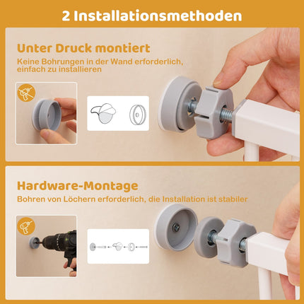Pet Gate with Adjustable Width, No-Drill, Auto-Close