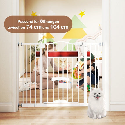Pet Gate with Small Door, Metal, Adjustable 74-104cm
