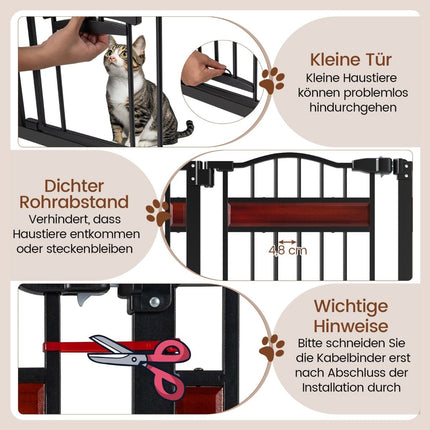 Pet Gate with Small Door, Metal, No-Drill, 74-104 cm