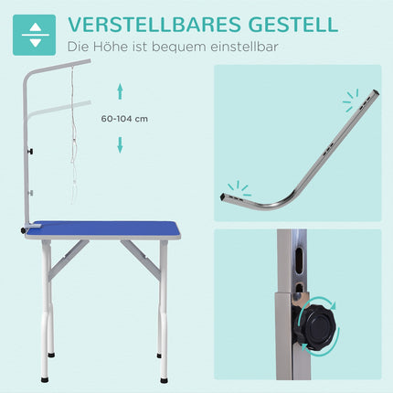 Pet Grooming Table – Metal, Blue, Non-Slip Surface