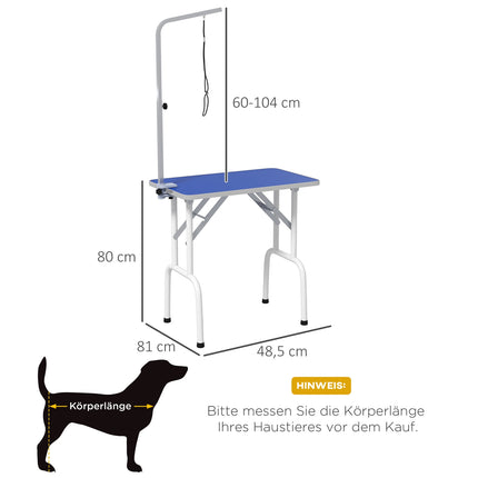 Pet Grooming Table – Metal, Blue, Non-Slip Surface