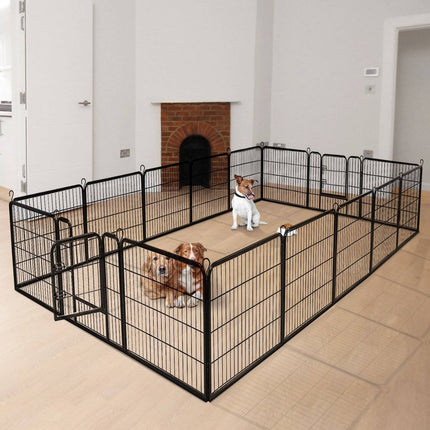 Pet Playpen, 8-Panel Foldable Metal Fence, Black