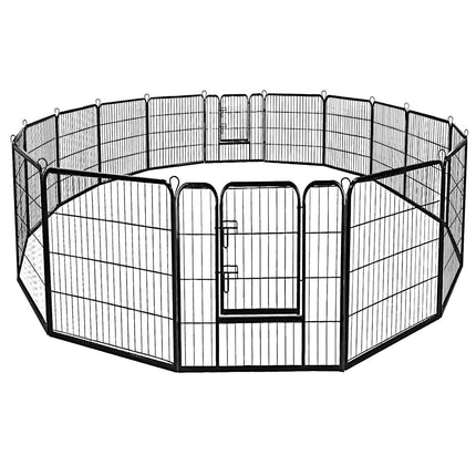 Pet Playpen, 8-Panel Foldable Metal Fence, Black