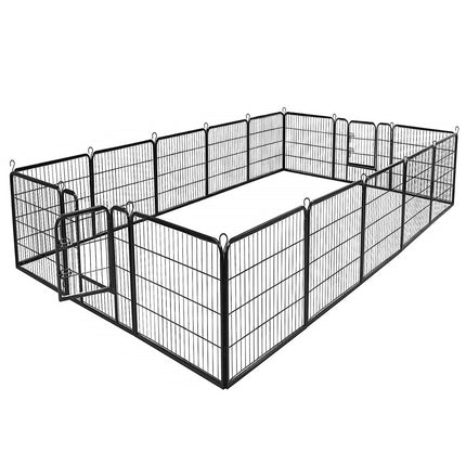 Pet Playpen, 8-Panel Foldable Metal Fence, Black