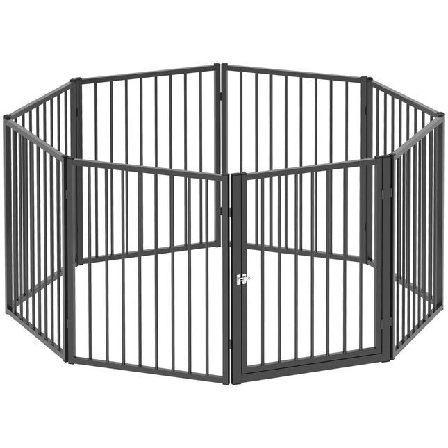 Pet Playpen, Indoor/Outdoor, 8 Panels, Steel, Black