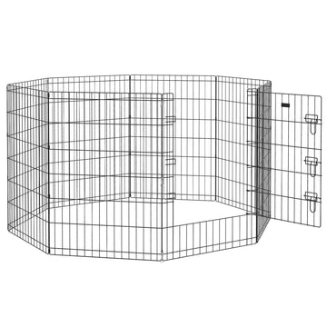 Pet Playpen with Door, Black Metal, 91cm, Indoor/Outdoor