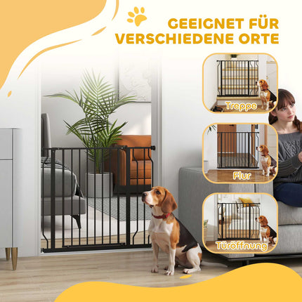 Pet Safety Gate, Adjustable 75-95 cm, Steel/ABS, Black