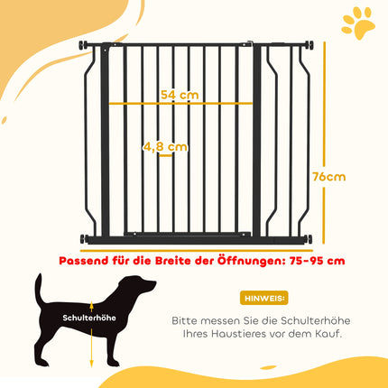 Pet Safety Gate, Adjustable 75-95 cm, Steel/ABS, Black