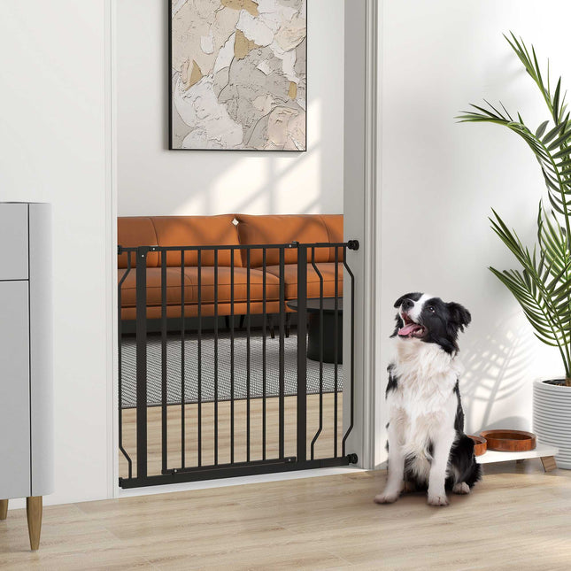 Pet Safety Gate, Adjustable 75-95 cm, Steel/ABS, Black