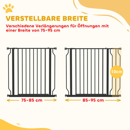 Pet Safety Gate, Adjustable 75-95 cm, Steel/ABS, Black