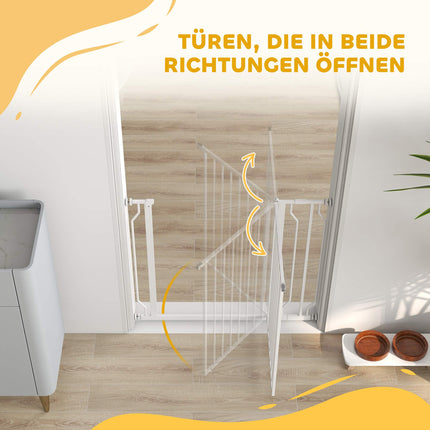 Pet Safety Gate, Adjustable 75-95 cm, Two-Way Opening, White