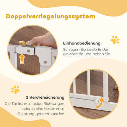 Pet Safety Gate, Adjustable 75-95 cm, Two-Way Opening, White