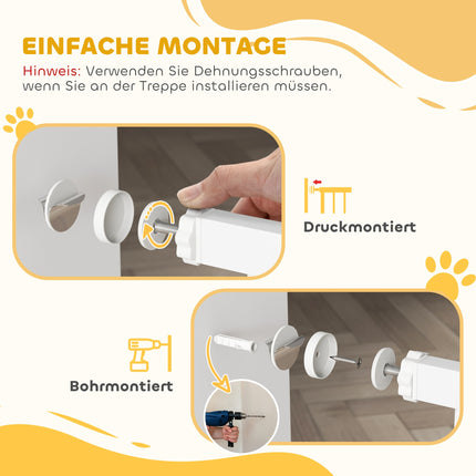 Pet Safety Gate, Adjustable 75-95 cm, Two-Way Opening, White