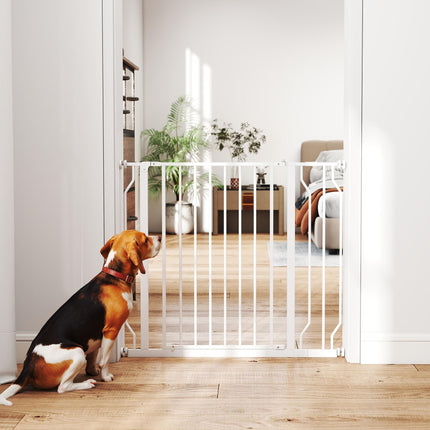 Pet Safety Gate, Adjustable 75-95 cm, Two-Way Opening, White