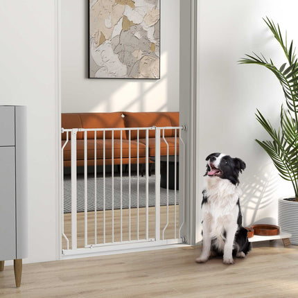 Pet Safety Gate, Adjustable 75-95 cm, Two-Way Opening, White