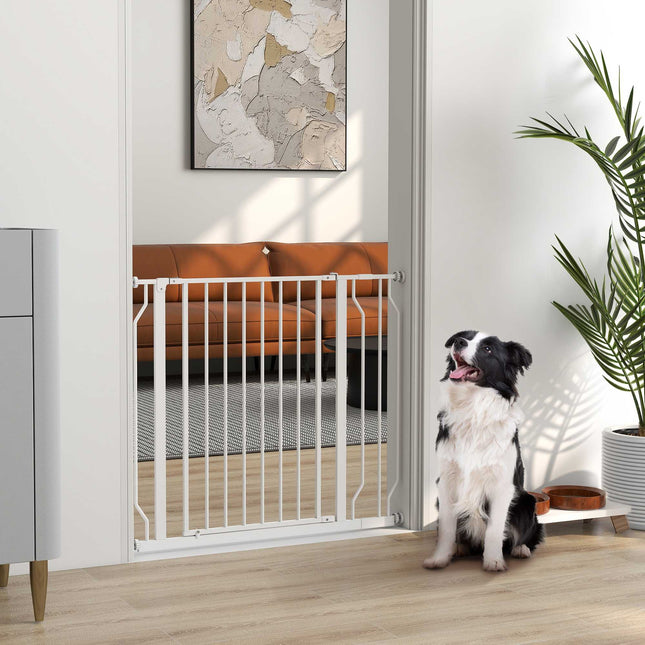 Pet Safety Gate, Adjustable 75-95 cm, Two-Way Opening, White