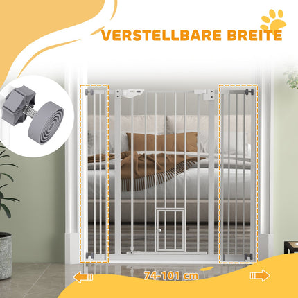 Pet Safety Gate, No-Drill, Auto-Close, 74-101 cm Adjustable