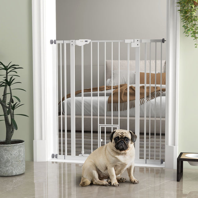 Pet Safety Gate, No-Drill, Auto-Close, 74-101 cm Adjustable