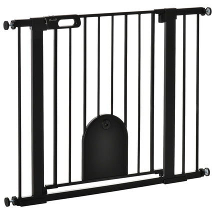 Pet Safety Gate, Steel, Adjustable 75-103 cm, Black
