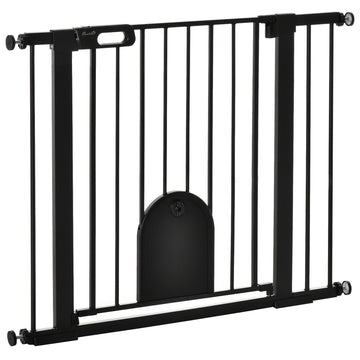 Pet Safety Gate, Steel, Adjustable 75-103 cm, Black